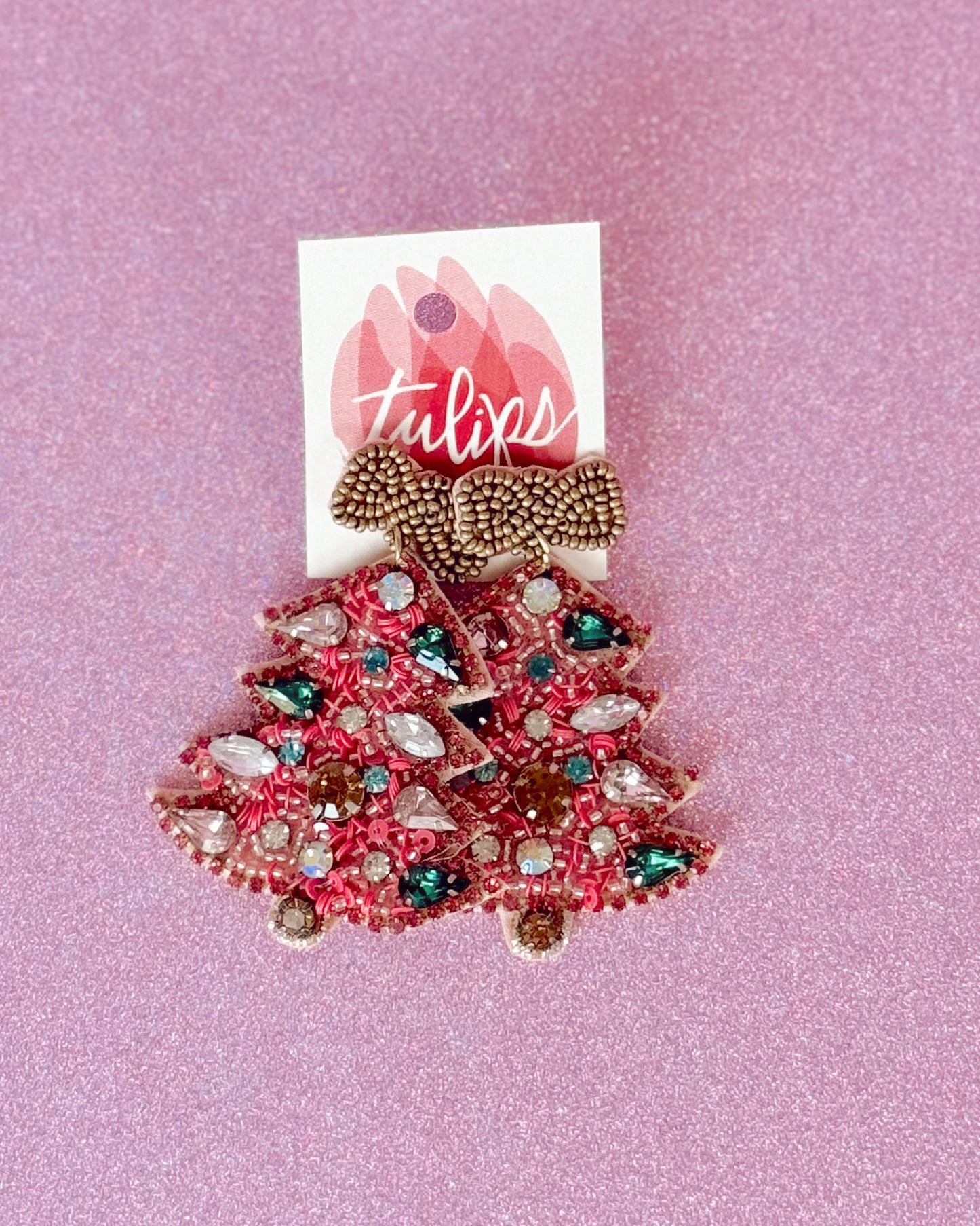 Pink Tree Earrings