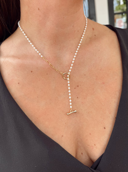 Petite Pearl Link Toggle Necklace