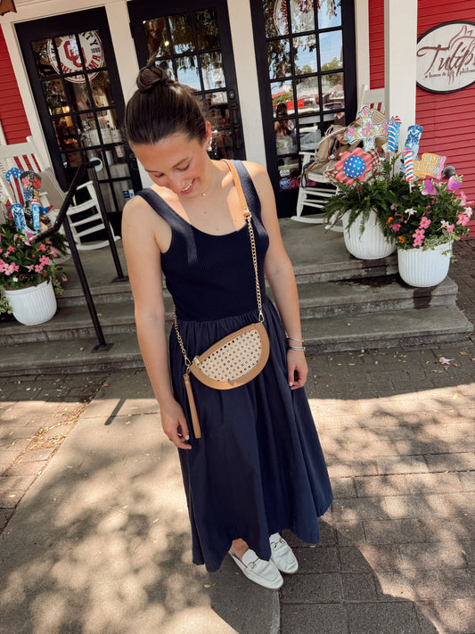 Lyra Crescent Crossbody Tan