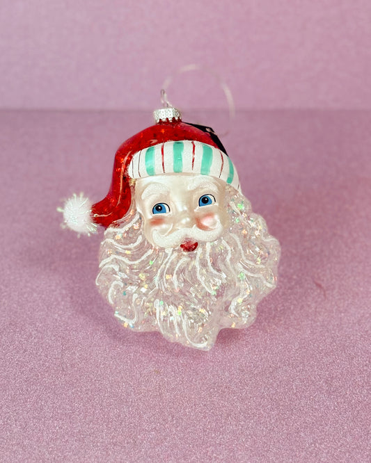 Candy Stripe Santa Head Ornamen