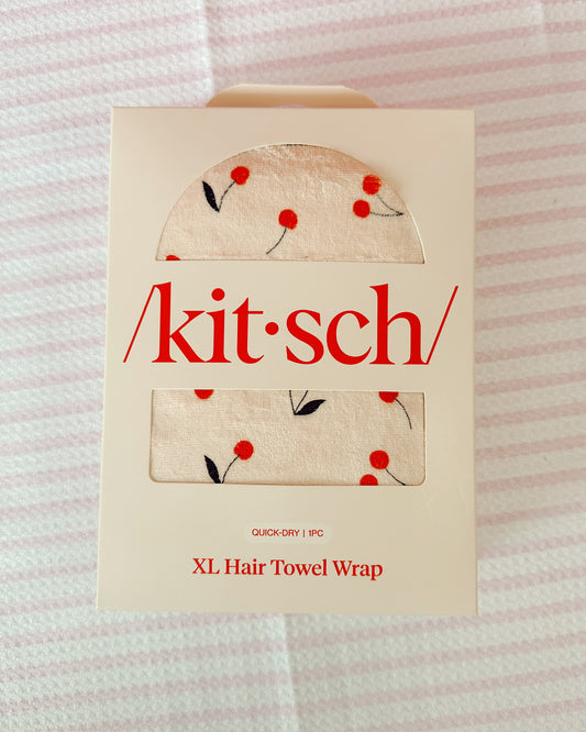 XL Hair Towel Wrap Cherry Print