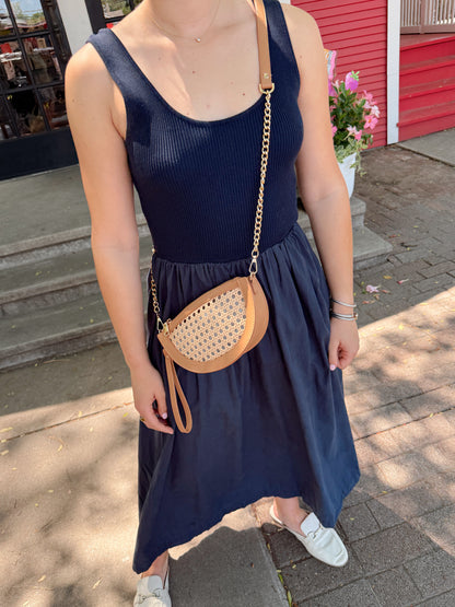 Lyra Crescent Crossbody Tan