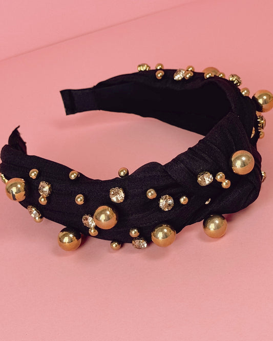 Black w/gold bead headband