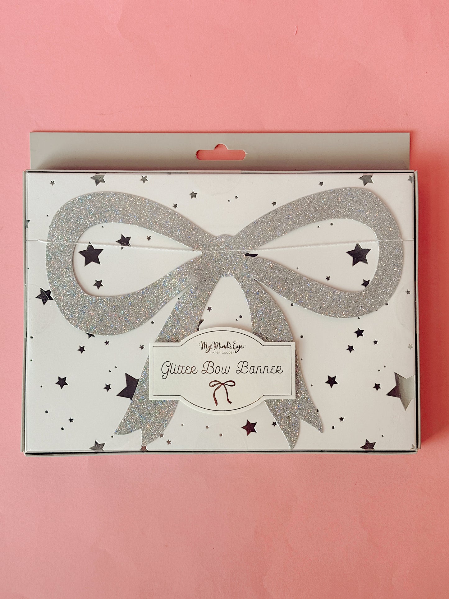 Silver Glitter Bow Banner