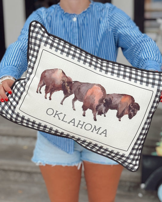 Gingham Buffalo OK Pillow