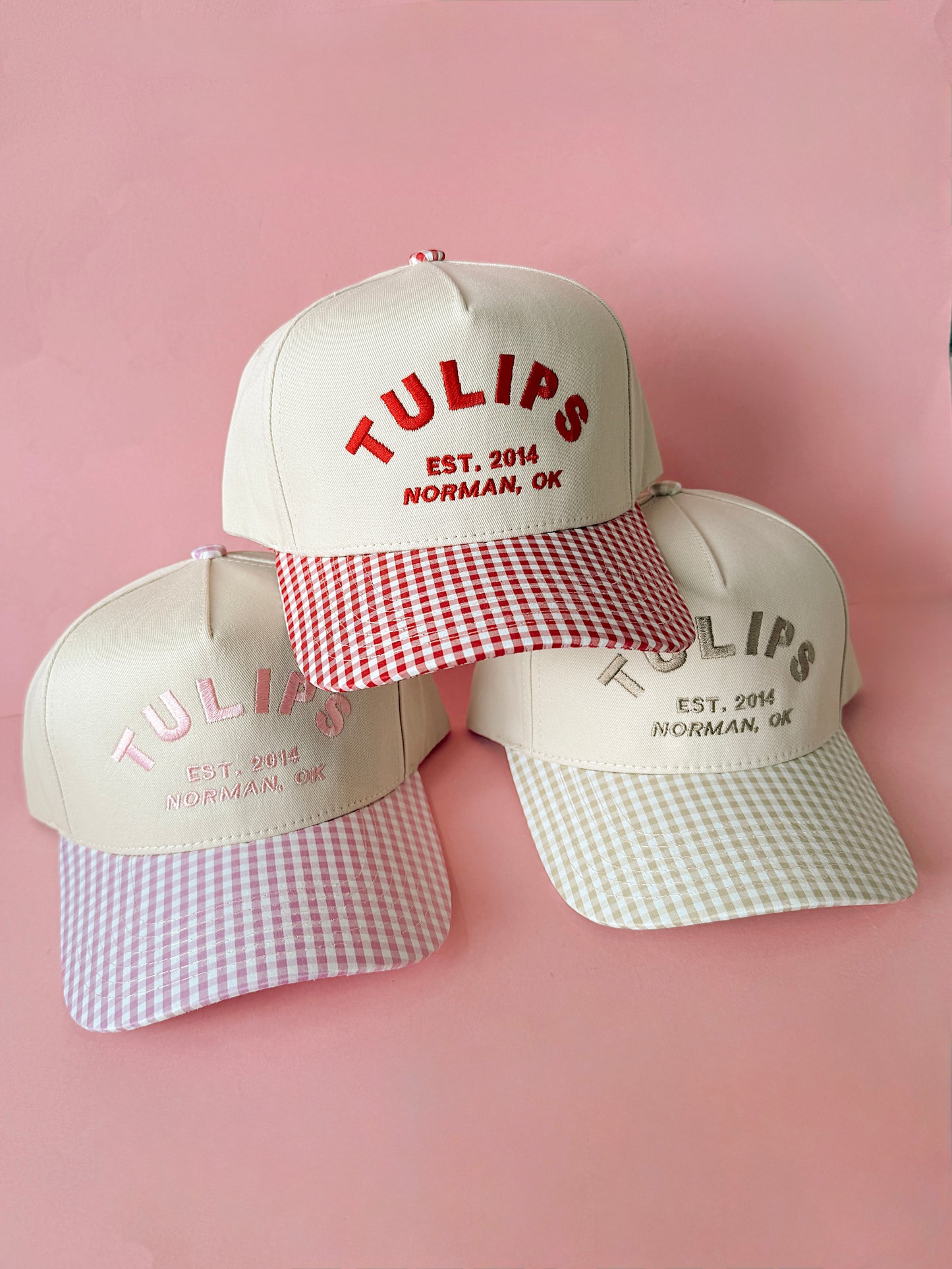 Tulips Gingham Trucker Hat