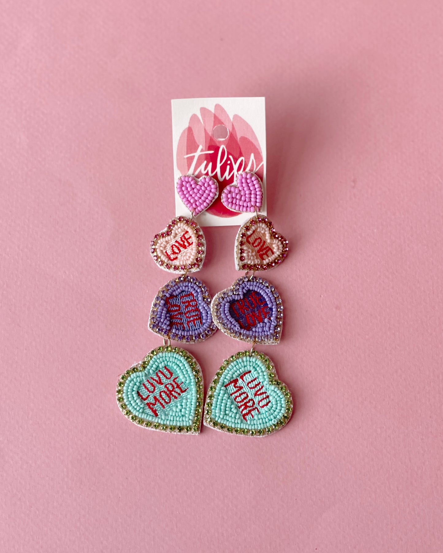 3 Conversation Heart Earrings