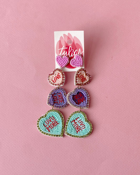 3 Conversation Heart Earrings