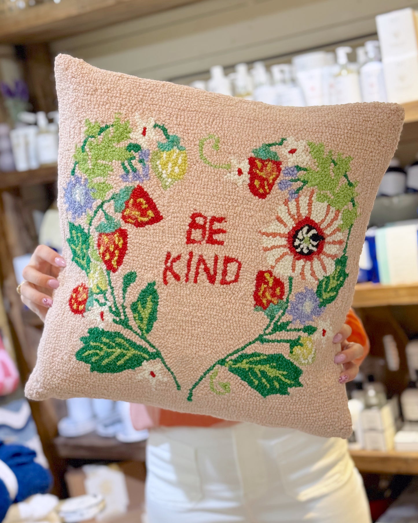 Strawberry Garden Heart Pillow