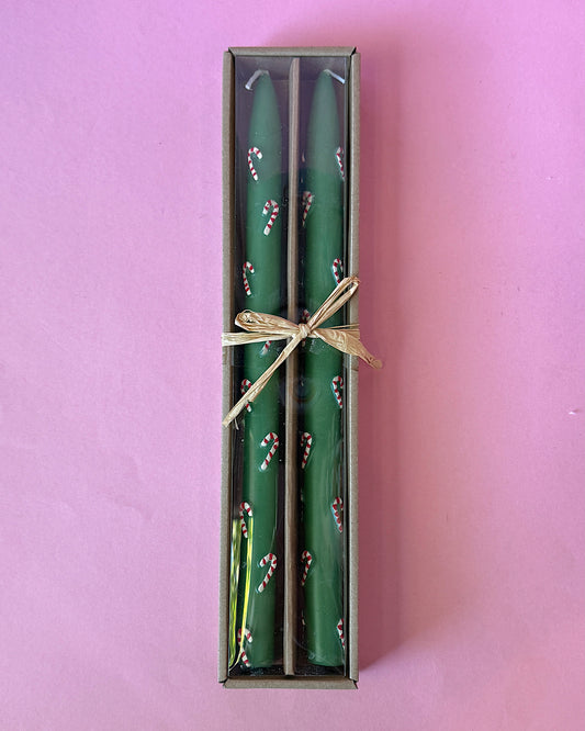 Candy Cane Taper Candle Set