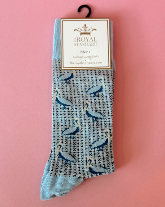 Men's Pelican Socks Grey/Sky Blue