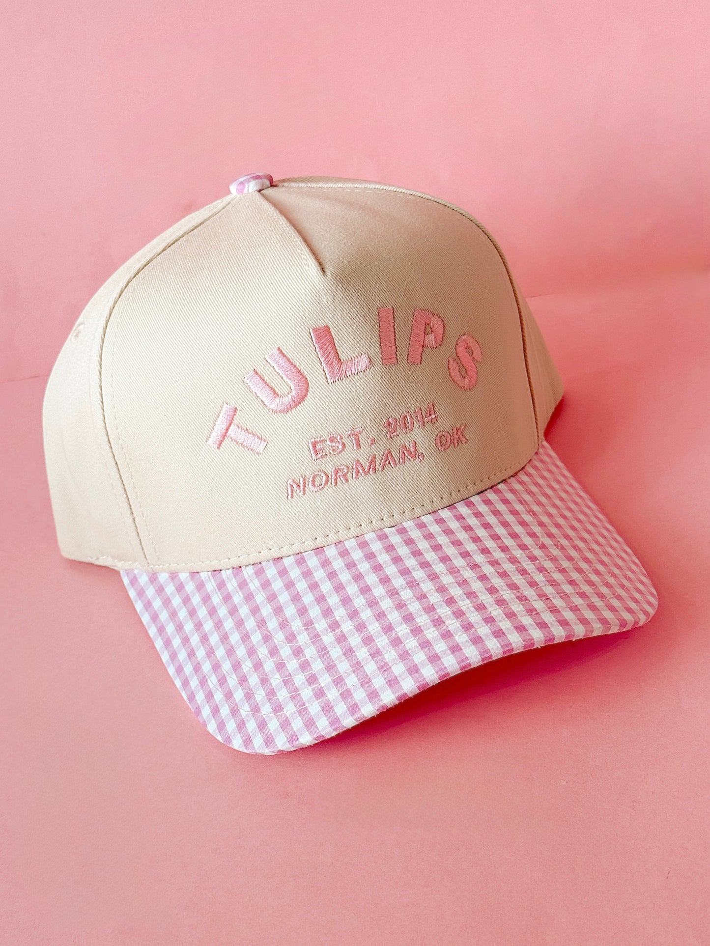 Tulips Gingham Trucker Hat