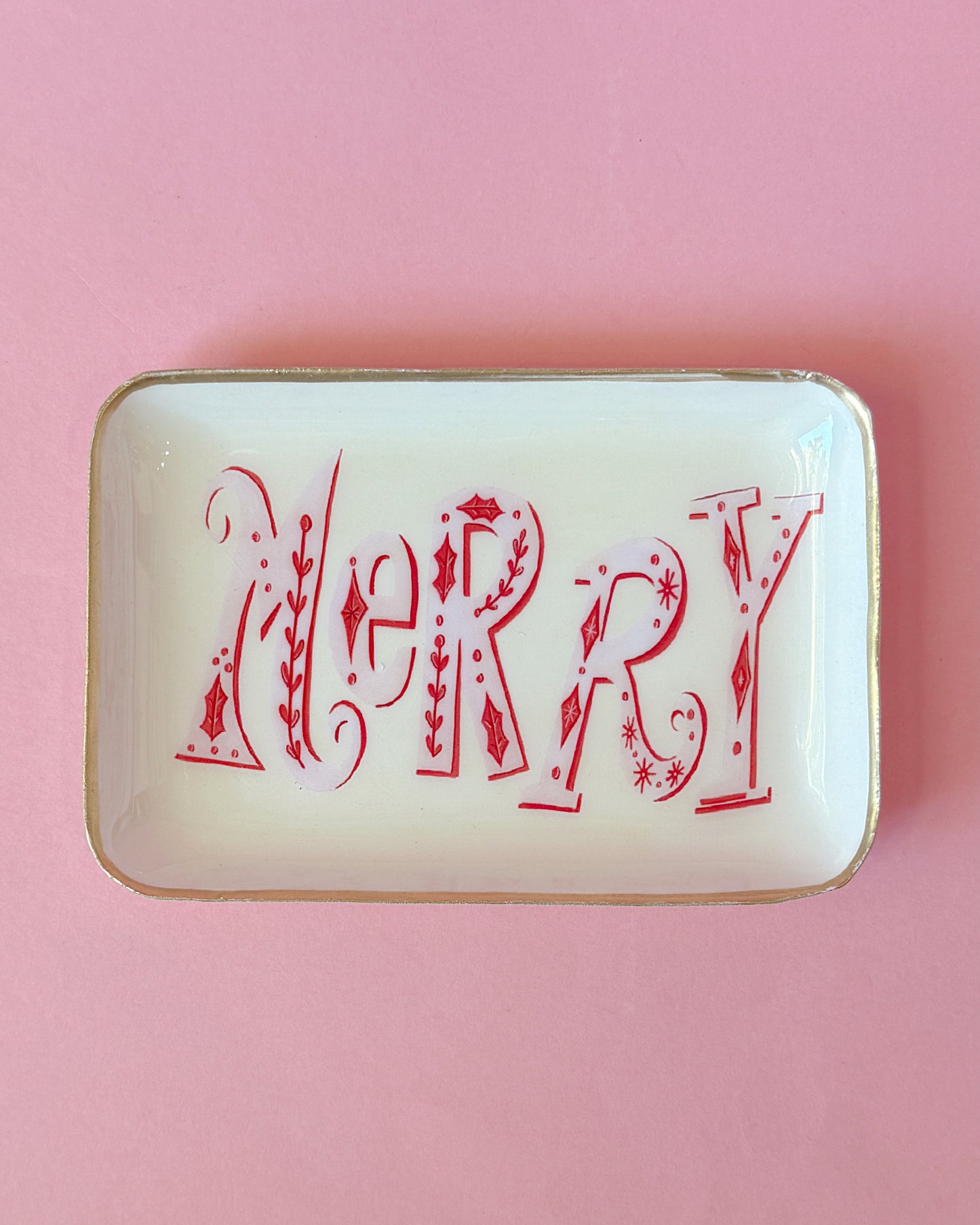 Enameled Metal Holiday Tray