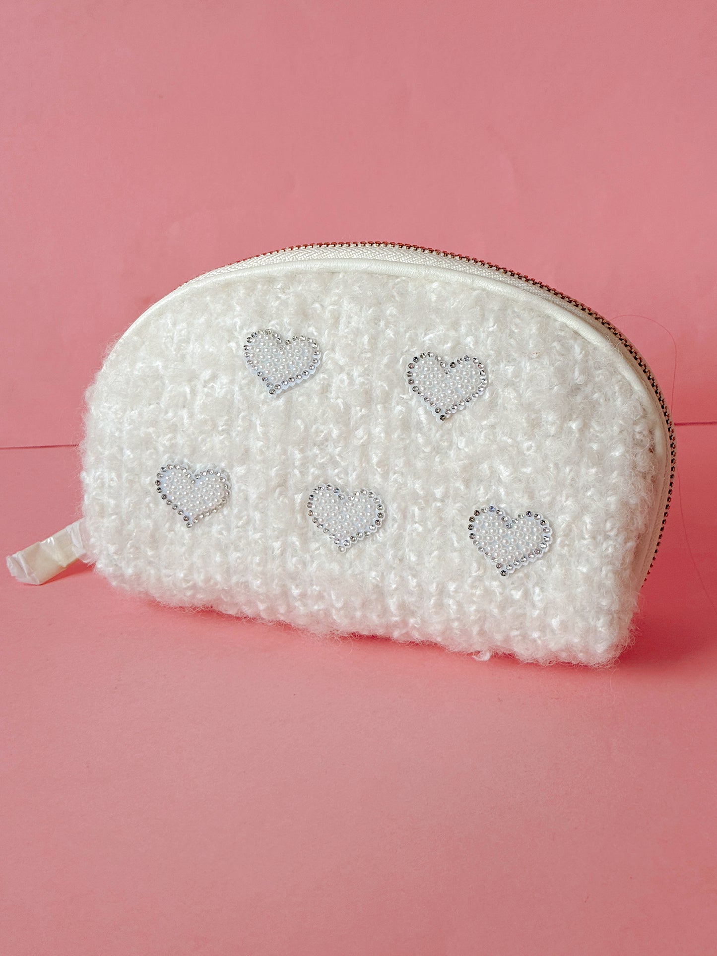 Hearts Boucle Zip Pouch