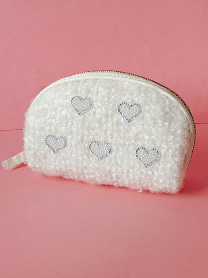 Hearts Boucle Zip Pouch