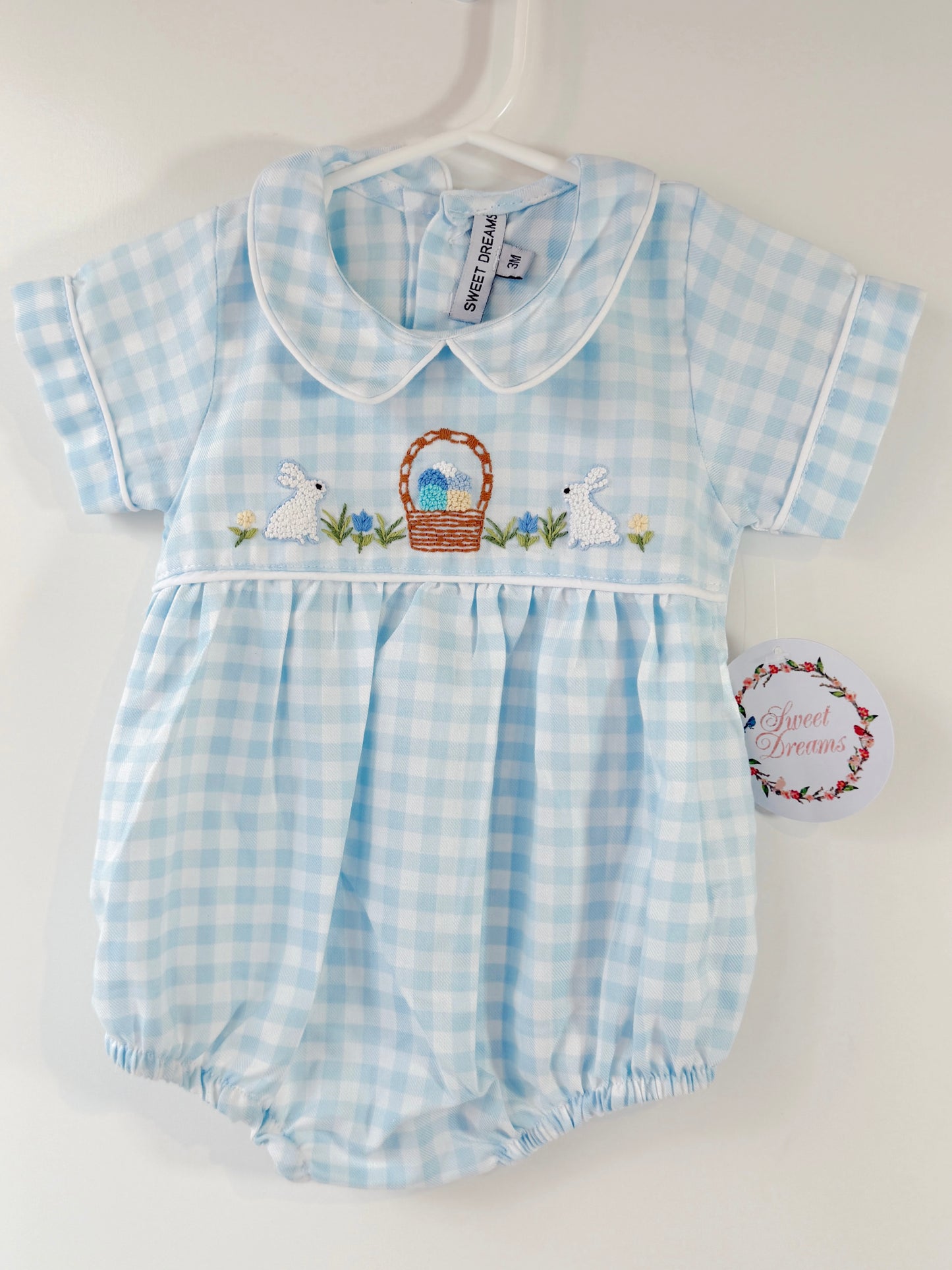 Happy Easter Bubble: Blue Gingham
