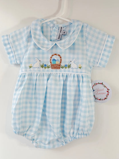Happy Easter Bubble: Blue Gingham