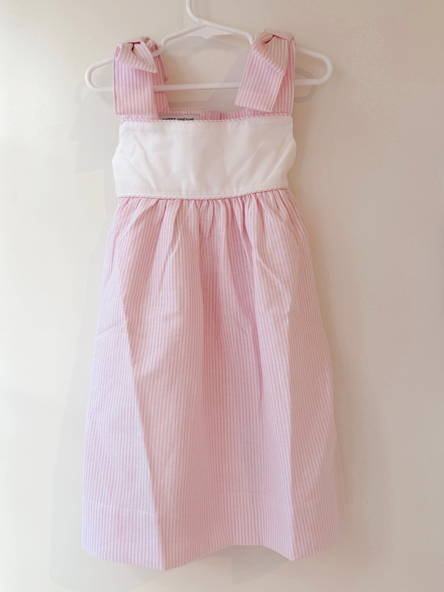 Pink Stripe Bow Shoulder Dress