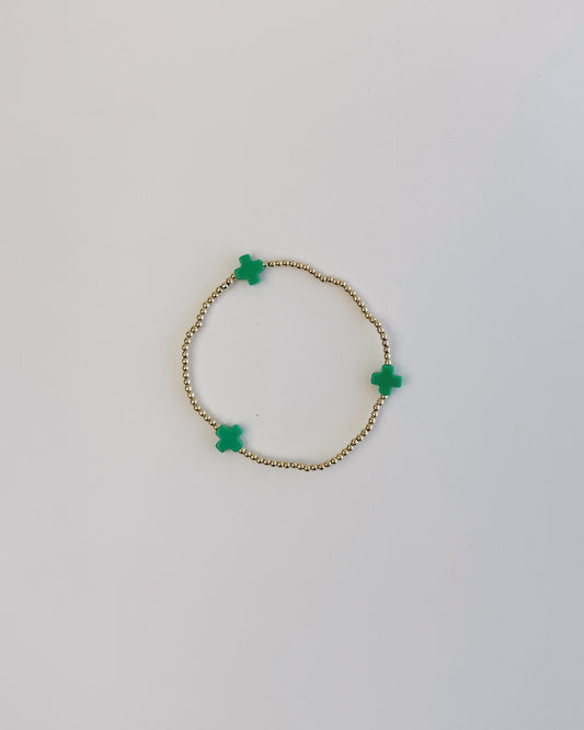 Signature Cross Bracelet 2mm - Emerald