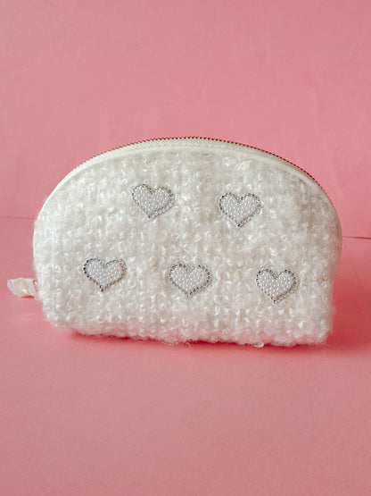Hearts Boucle Zip Pouch