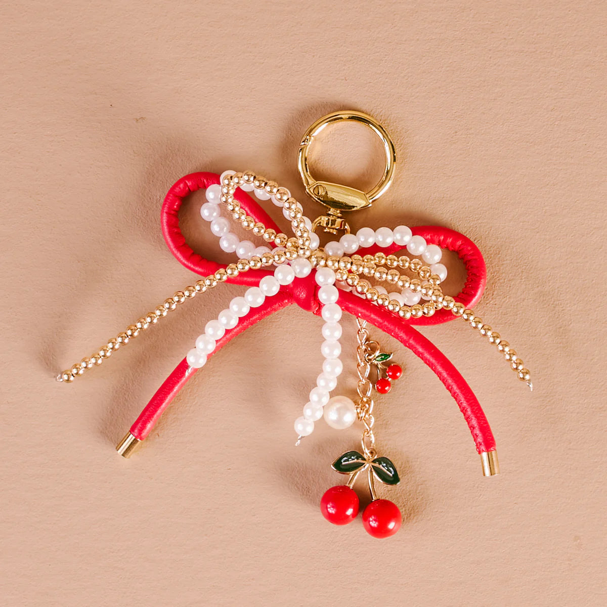 Cherry Bliss Layered Bow Bag Charm