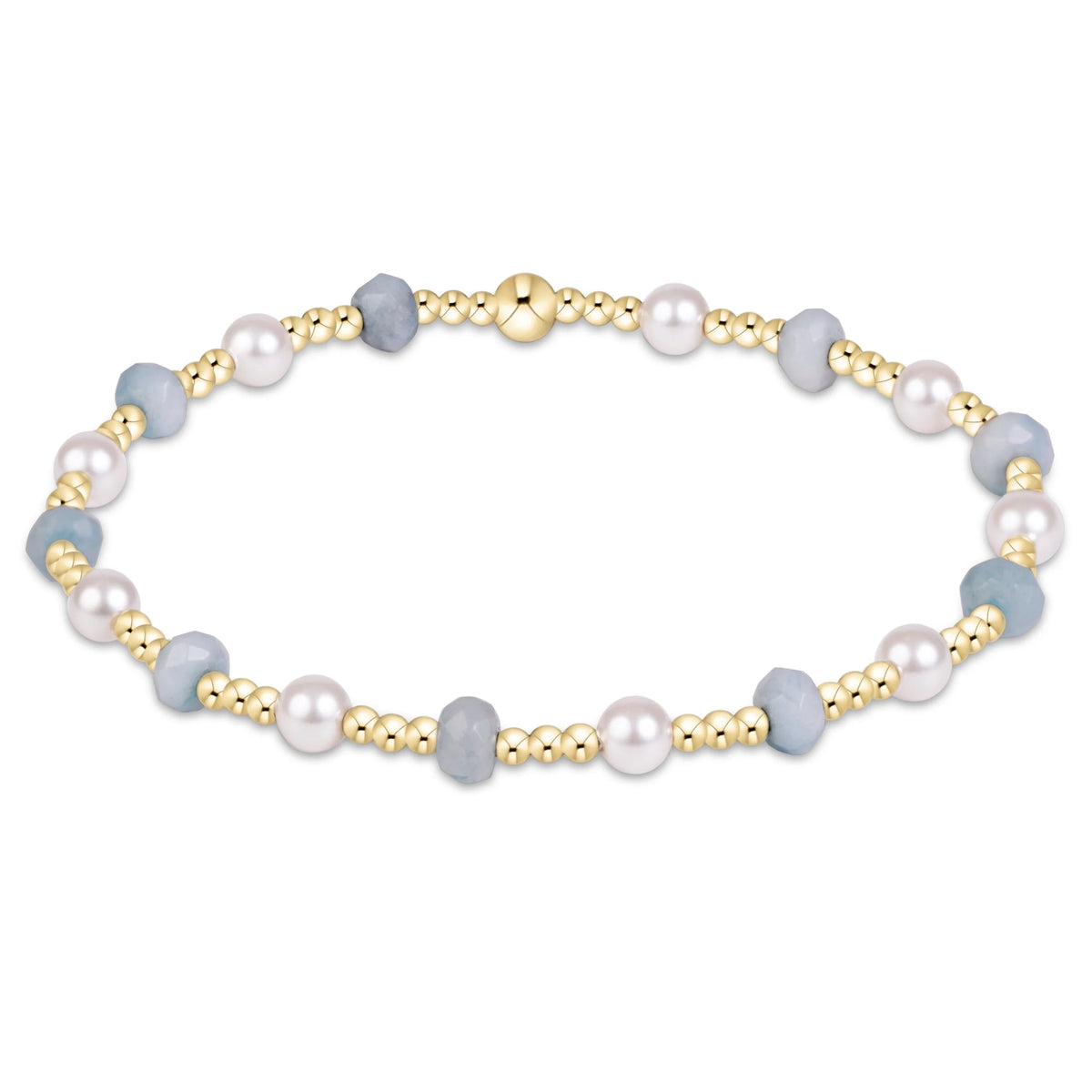 Aquamarine Sincerity Gemstone & Pearl 4mm Bracelet