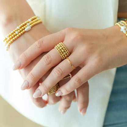 Wide Beaded Statement Ring