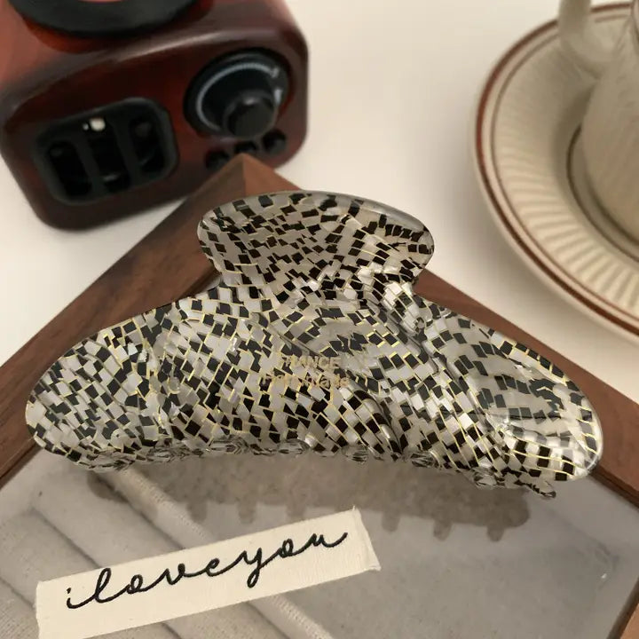Caramel Polka Dot Claw Clip