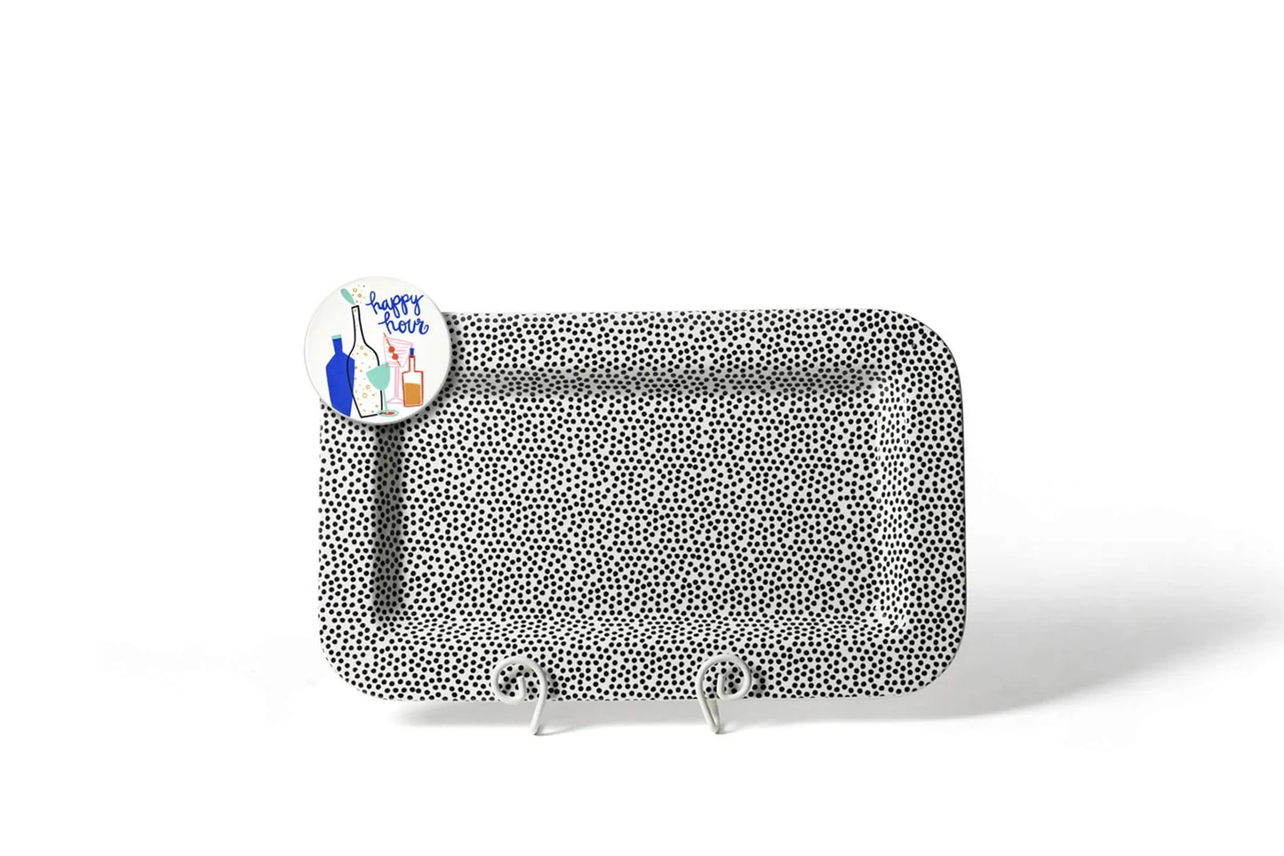 Black Sm Dot Mini Rect Platter