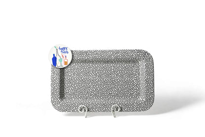 Black Sm Dot Mini Rect Platter