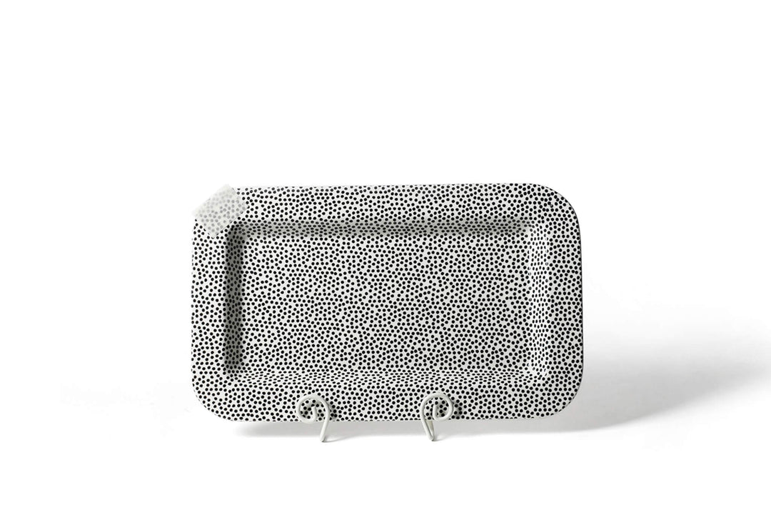 Black Sm Dot Mini Rect Platter