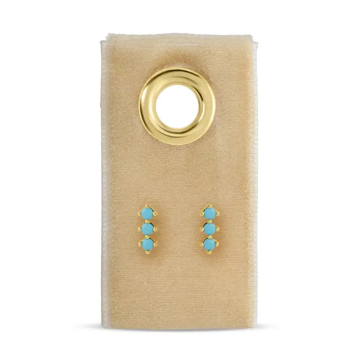 Triple 3mm Light Blue cz stud