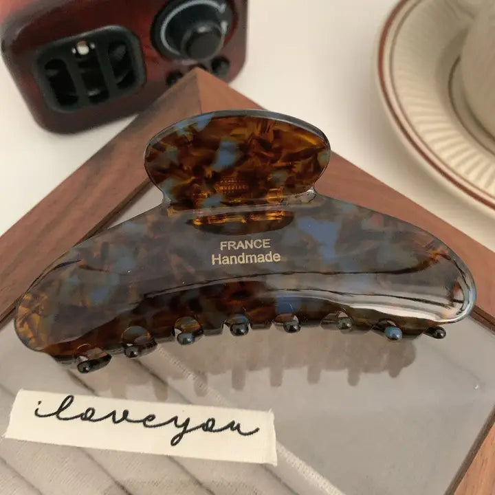Caramel Polka Dot Claw Clip