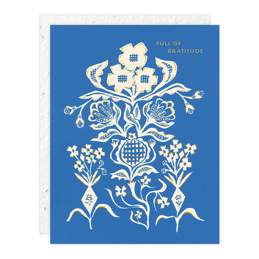 Blue Flower Bouquet Thank you Card
