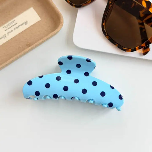 Blue/Dark Blue Polka Dot Claw Clip
