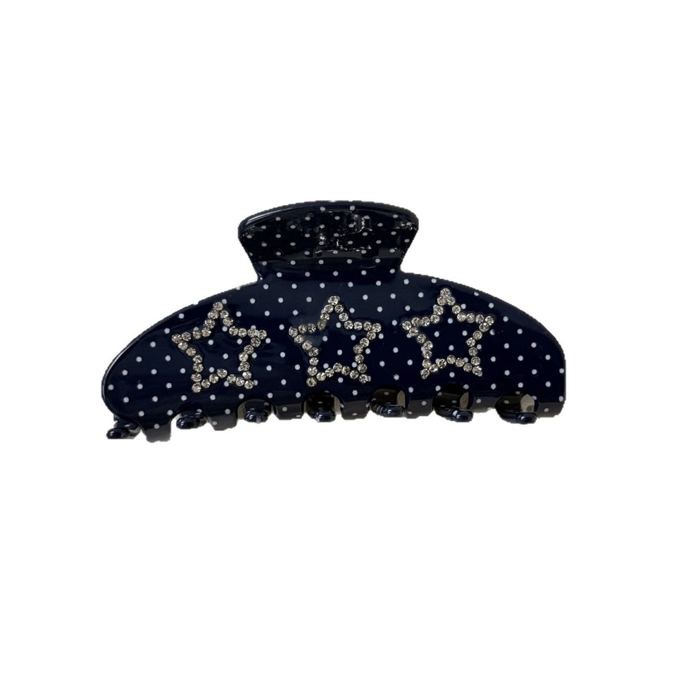 Blue Dot Star Rhinestone Claw Clip