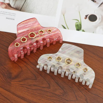 Glittery Striped Metal Eyelets Accents Hair Claw Clip