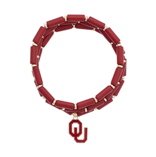OU Logo Beaded Bracelet Set of 3