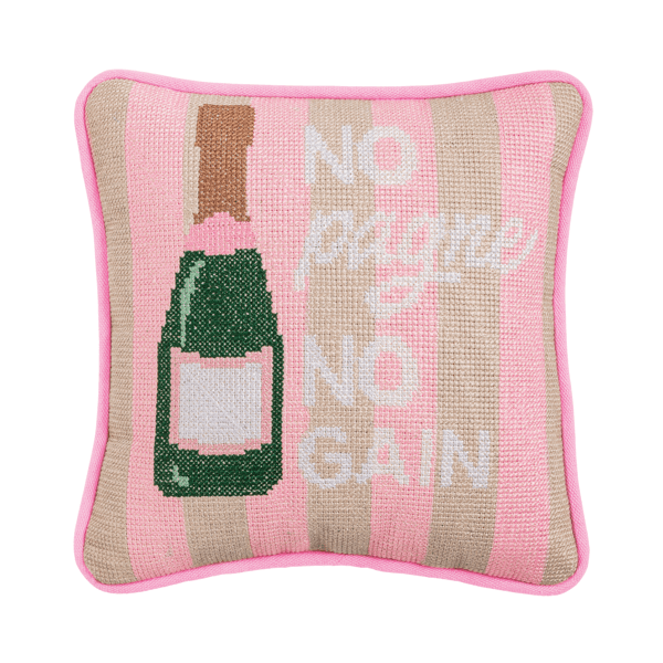 Champagne Needlepoint Pillow