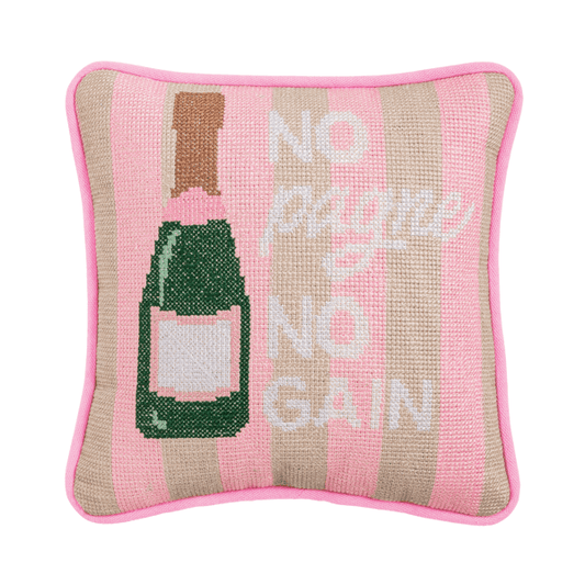 Champagne Needlepoint Pillow