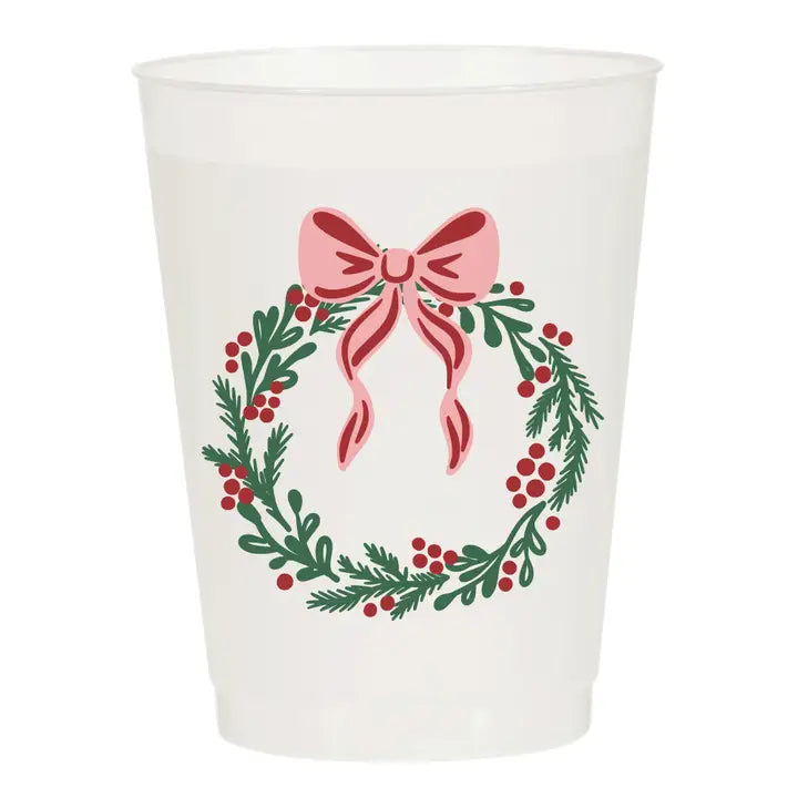 Modern Christmas Wreath Frosted Cups