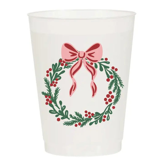 Modern Christmas Wreath Frosted Cups