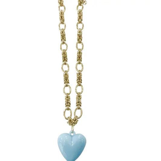 Clara Blue Heart Gold Necklace