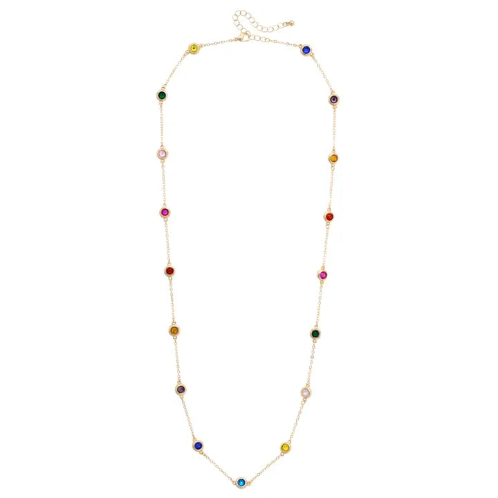 Corfu Multi Bezel Stone Necklace in Shiny Gold