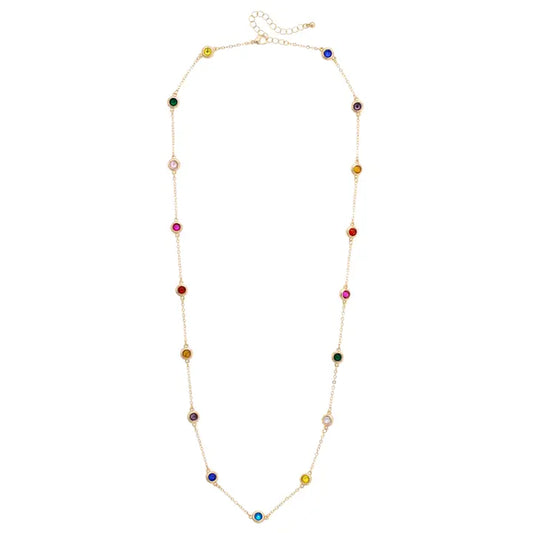 Corfu Multi Bezel Stone Necklace in Shiny Gold