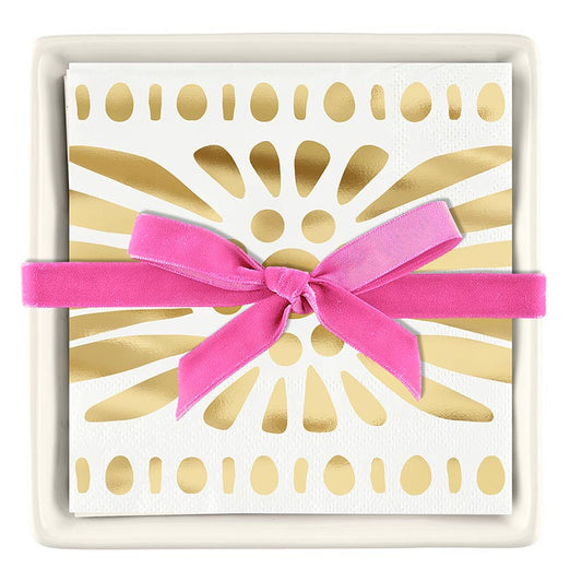 Ceramic Tray w/Napkins Moroccan Border