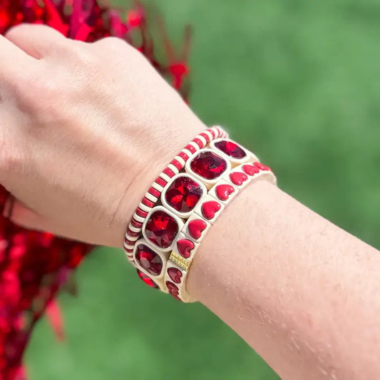 Spirit Bracelet Set- Crimson & Cream