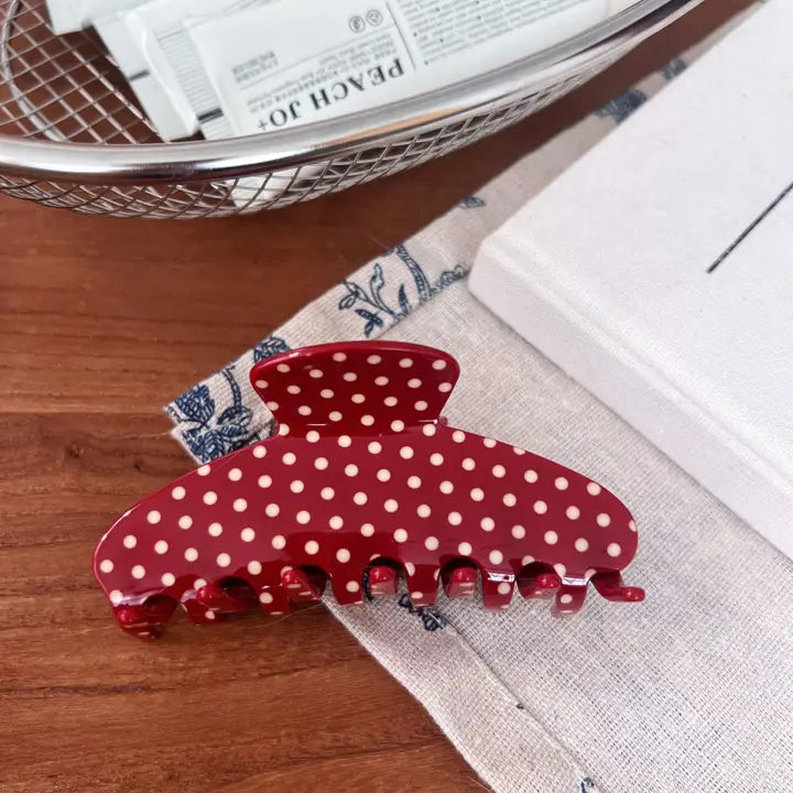 Glossy Polka Dot Claw Clip