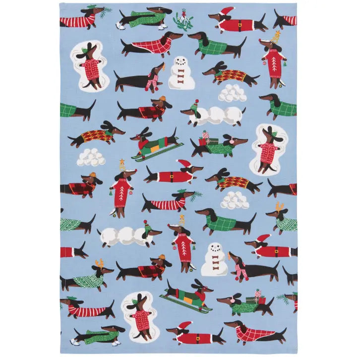 Dashing Dachshunds Tea Towel