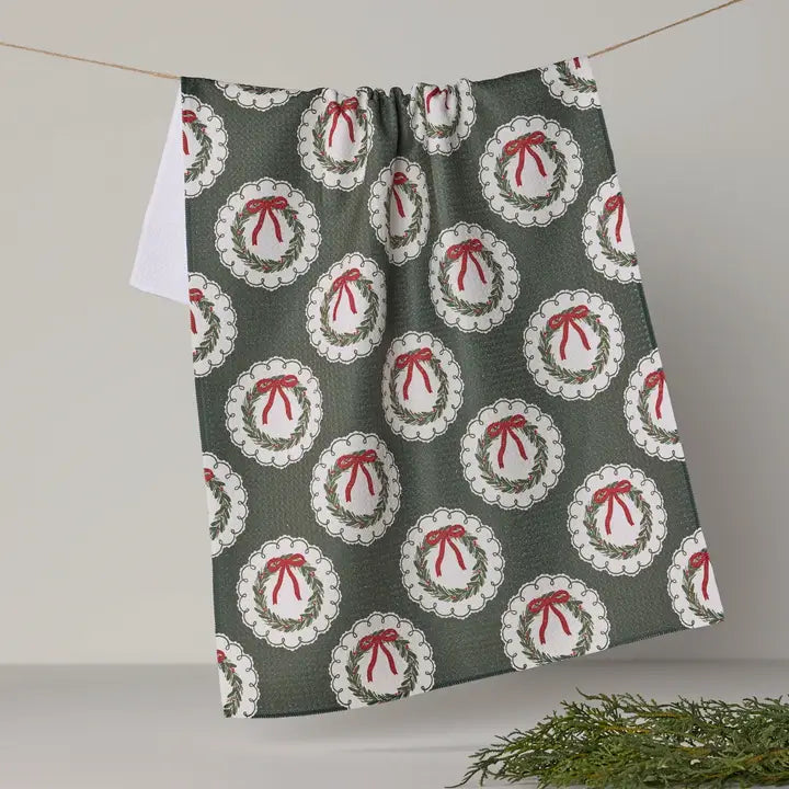 Merry Wreaths Tea Towel
